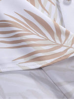 Summer Fashion Men's Suit Elegant Plant Printing Pattern Short-sleeved Lapel Shirt And Drawstring Shorts Leisure Two-piece Suit