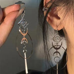 New Exaggerated Moon Crescent Devil Eye Large Circle Long Earrings For Women Vintage Jewelry Accessories