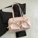 Cute Bow Tie Design Underarm Bags for Women 2025 Y2K Korean Fashion Handbags and Purses Pu Leather Shoulder Bag Designer Bag