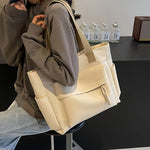 Nylon Tote Bag with Multiple Pocket Lightweight Foldable Design for Office Commute Shopping Fitness Storage Handbag Shoulder Bag