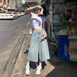 Vintage Style Jeans Women's Petite High-waisted Slimming Draped Loose Fit Summer New Arrival Seven-half Bell Bottoms