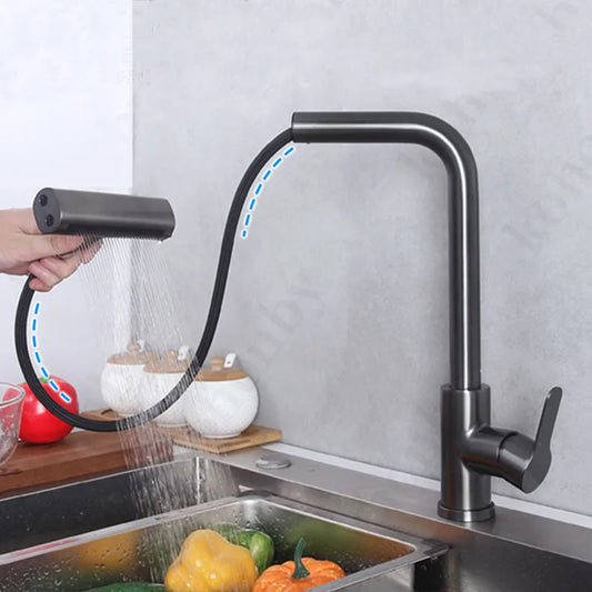 4 Modes Waterfall Kitchen Faucet G1/2 Stainless Steel Hot Cold Single Hole Deck Mounted Water Sink Mixer Wash Tap