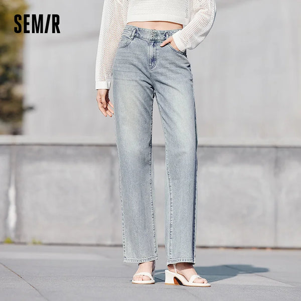 Semir Jeans Women 2025 Summer Cooling Wide Leg Pants Tencel Loose High Waist Comfortable Trousers