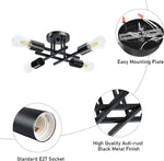 Semi Flush Mount Modern Chandelier Mid Century Modern Chandelier Close to Ceiling Lighting Black Ceiling Light Fixture Sputnik C