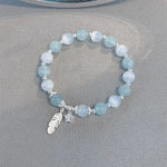 Hot Selling Star Feather White/Sky Blue Crystal Beaded Strand Women's Bracelets Fashion Jewelry Accessories Wholesale YBR1228