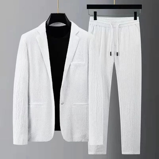 2024 Summer and Autumn New Fashion Suit Men's Long sleeved High end Quality Casual Set Korean Edition Casual Two Piece Set