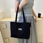 Women Large Capacity Shoulder Bags with Pockets Compartments Cord Tote Bag Handbags for School Work Shopping