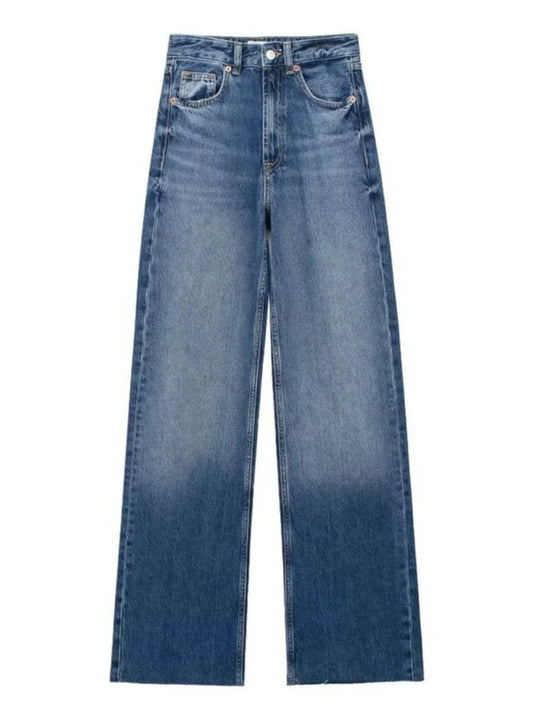Spring 2024 Women's High Waist Wide Leg Jeans Slimming Versatile Long Pants Straight Cut Denim Trousers for Ladies