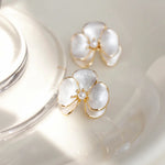 Pearl Flower Geometric Stud Earrings For Women Girls Trendy Elegant Sweet Exquisite Romantic Wedding Bride Jewelry Gifts
