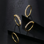 Colors Shiny Cubic Zircon Women Rings Gold Color Female Daily Wear Stylish Colorful Rings Anniversary Girl Gift Jewelry