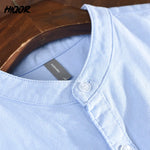 HIQOR Men's Shirt 100% Cotton All-match Long Sleeve Tops 2025 Spring Summer Solid Color Shirts Man Casual Blouses Streetwear Men