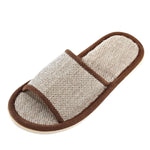 Linen Slippers Women And Men Household Indoor Floor Slippers Daily Home Simple Plain Mute Anti-Slip Comfortable Slippers