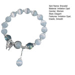 Women Bracelet Imitation Opal Butterfly Pendant Smooth Elastic Band Lady Birthday Gift Exquisite Wrist Bracelet Jewelry