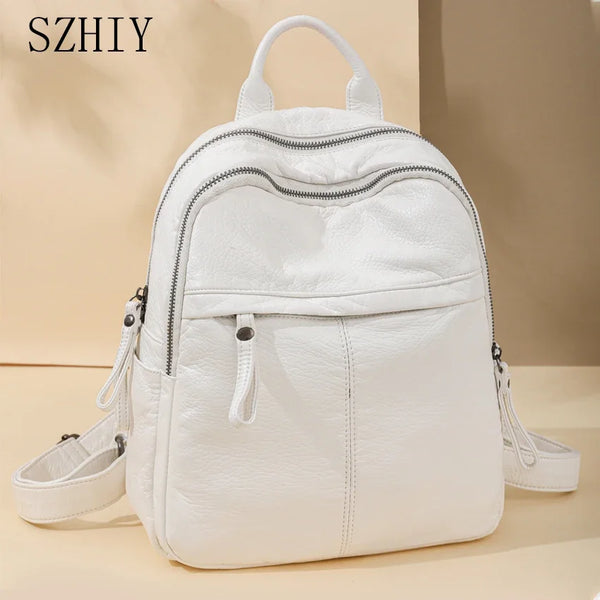 Large Capacity Washed Leather Backpack Women Shoulder Bag Waterproof and Soft Travel Backpack Mother Big PU Mochilas Feminina