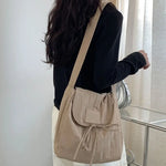 Korean Style Flap Nylon Bow Crossbody Bag Messenger Bag Niche Design Light Soft Nylon Bag Large Capacity Tote Bag Shoulder Bag