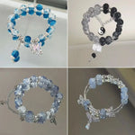 Butterfly Star Moon Flower Pendant Glazed Bracelet Jewelry Gift with Colorful Beads Bead Chain Beauty Accessory Lucky Bracelet