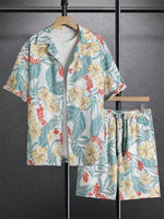 2025 Men's Short-sleeved Shirt Set Luxurious Retro Pattern Print Casual Fashion Daily Summer Vacation