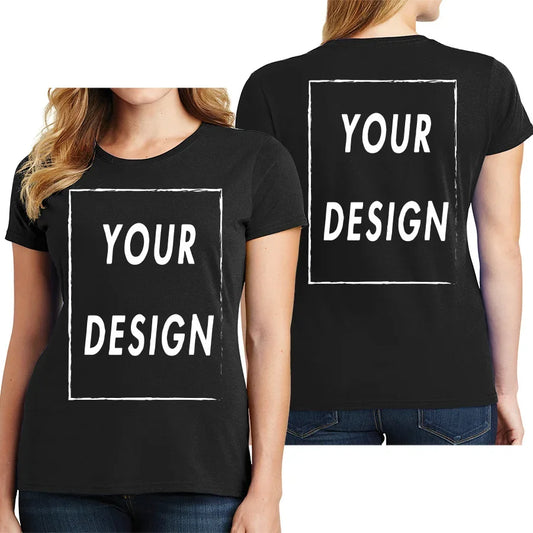 UE Size Custom Team T-shirt for Women, Add Your Own Design in Front and Back, Print and Text, High-quality T-shirt for Men