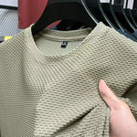 High Quality Breathable Short Sleeved T-shirts O Neck Summer Thin Mesh Ice Silk Loose Elasticity T Shirts Korean Men's Clothing