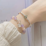 Niche Design Star Chain Tassel Bracelet for Women Fantasy Blue Crystal Beads Elastic Rope Bracelet Jewelry