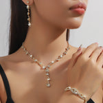 4PC Women's Fashion Copper Claw Chain Sunflower Necklace Earrings Bracelet Jewelry Set Wedding Banquet Party Holiday Gift