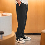 Maden Slight Stretch and Wrinkle-resistant Casual Pants for Men Straight Tapered Pants Male Fall Blazer Trousers Khaki Color