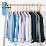 Camping Spring Summer New Linen White Long-Sleeved Shirt, Men's Cotton&Linen Shirt, Business Casual, Comfortable Loose Blouson