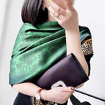 [BYSIFA] New Emerald Green Silk Scarf Women Brand Leopard Printed Square Scarves 90*90cm Fashion Accessories Headscarves Hijabs