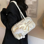 Korean Version Sweet Girly Style Shoulder Bag Fashion Pleated Handlebags for Women PU Leisure Armpit Bag Female Hand Bags Purse