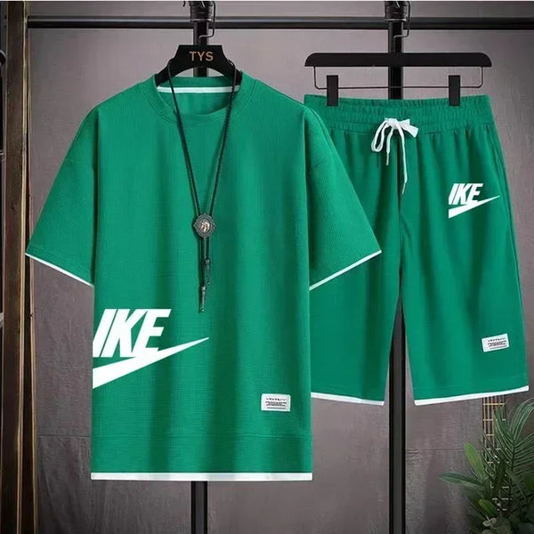 New summer men's casual short-sleeved T-shirt and shorts sportswear set, outdoor men's breathable jogging shorts 2-piece set