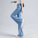 Lyocell Flared Jeans Woman High Waist Slim Stretch Denim Women Tight Pant Korean Street Style Casual Trousers Plus Length