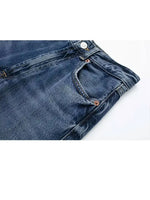 TRAFZA 2024 Women's Street Trendy Denim Jeans Deconstructed Trousers Embellished Mid-Waist Wide Leg Pockets Versatile Jeans