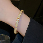 ENSHIR Four Leaf Flower Inlaid Zircon Bracelet For Women Girls Delicate Elegant Jewelry Wedding Party Wholesale