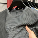 High Quality Breathable Short Sleeved T-shirts O Neck Summer Thin Mesh Ice Silk Loose Elasticity T Shirts Korean Men's Clothing
