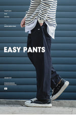 Maden Vintage Khaki Easy Pants for Men Casual Elastic Waist  Straight Trousers Skateboarding Jogger Ankle-tied Drawstring Pants