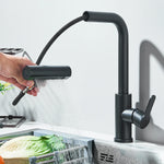 Black Kitchen Sink Faucet Pull Out 4 Modes Rotation Hot And Cold Water Mixer Tap Single Handle Deck Mounted Kitchen Crane