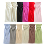 TRAF Women Fashion Summer New Sexy Split Back Zip Pleated Sleeveless Strapless Dress Chic Female French Elegant Evening