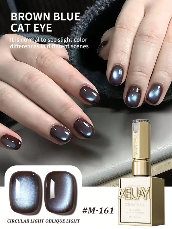 1PC 15ML Brown Blue Nail Gel Cat eye Semi Permanent Nail Art Soaking UV LED Nail Salon DIY Nail Salon Gel For Spring And Summer