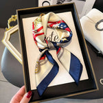 2025 Luxury Horse Print Female Silk Neck Scarf Square Hair Scarves Foulard Head Band Shawls Wraps Neckerchief Bandana Women