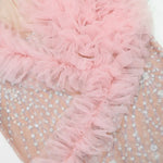 Women Long Evening Dresses Sleeves Flower Illusion Cocktail Elegant Party Dress Diamond Pink Birthday Formal Prom Dresses XSY012