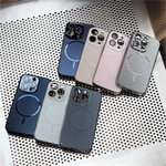 Luxury Nanometer Frosted For Magsafe Lens Glass Protector Case For iPhone 16 15 14 13 12 Pro Max Magnetic Wireless Charge Cover