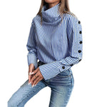 Spring Shirt New Stripe Long Sleeved Top For Women Elegant Office Lady Spliced buttons Pullover Woman Blouse 2025 Blusas