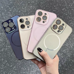 Luxury Nanometer Frosted For Magsafe Lens Glass Protector Case For iPhone 16 15 14 13 12 Pro Max Magnetic Wireless Charge Cover