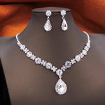 Rhinestone Flower Necklace Set for Women Choker Necklace and Earrings Party Birthday Wedding Dress Bridal Jewelry Sets Fashion
