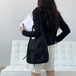 Korean Style Flap Nylon Bow Crossbody Bag Messenger Bag Niche Design Light Soft Nylon Bag Large Capacity Tote Bag Shoulder Bag