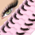 GROINNEYA Half Eyelashes Natural Cat Eye Lashes Soft Wispy Clear Band Lashes With Winged Ends For Extended Eye Look Makeup