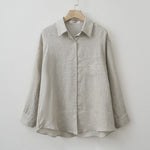 2025 Summer Autumn Long sleeve Linen oversized blouse Basic Shirt