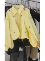 Women's Look Younger Instantly Elegant Shirt Turn-down Collar Long Puffy Sleeve Cropped Blouse Spring Casual Office Lady Blouse