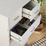 Chest of 6 Drawers, Drawer Dresser storage organizer for Bedroom, Living Room, Storage Cabinet Dresser with Steel Frame, White