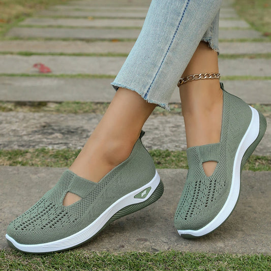 Women's shoes, women's sports shoes, summer flying woven mesh soft sole breathable sports shoes